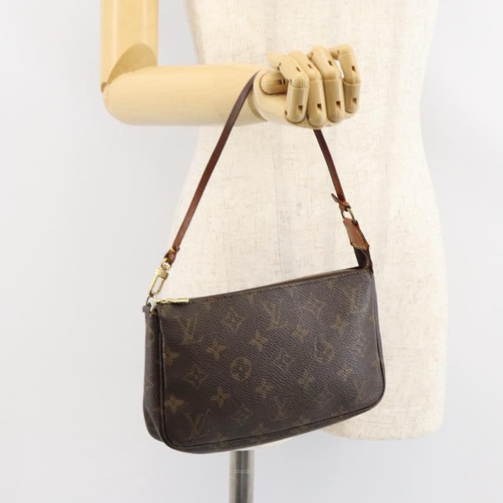 Louis Vuitton Pochette Monogram Shoulder Bag with Scarf Accent